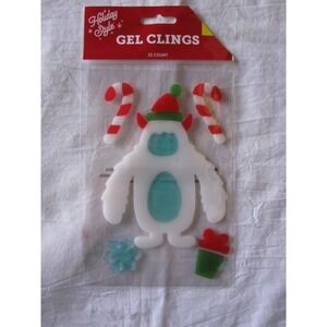 NEW Christmas Winter Abominable Snowman Yeti Window Gel Clings Decorations 25 ct
